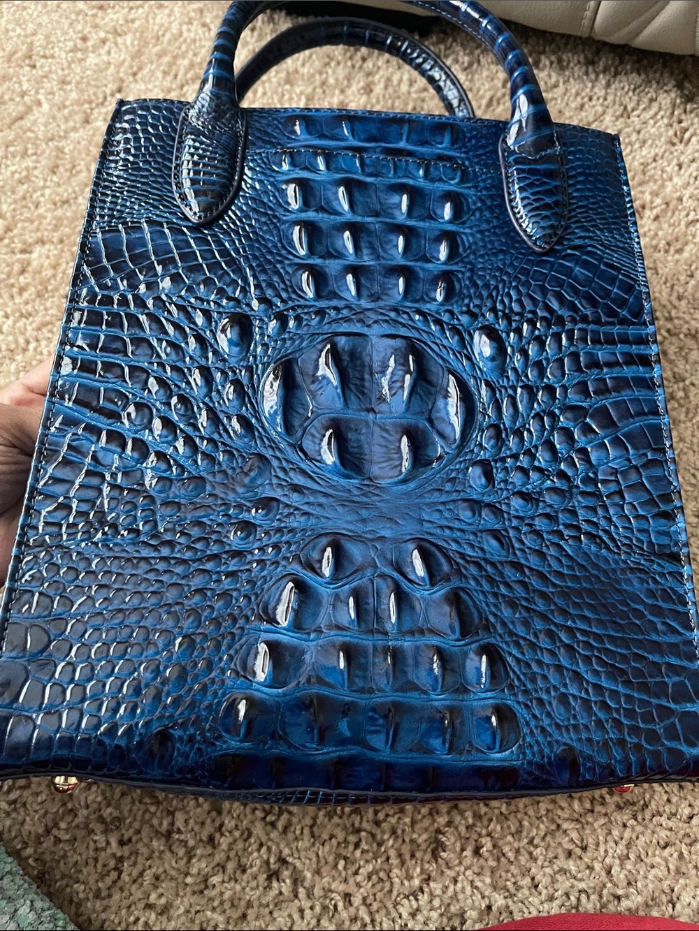 Brahmin Blue Croc-Embossed Satchel - Picture 7 of 8